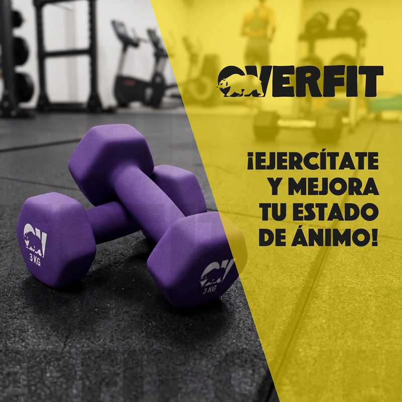 KIT X2 MANCUERNAS HEXAGONALES 3KG NEOPRENO OVERFIT - 10