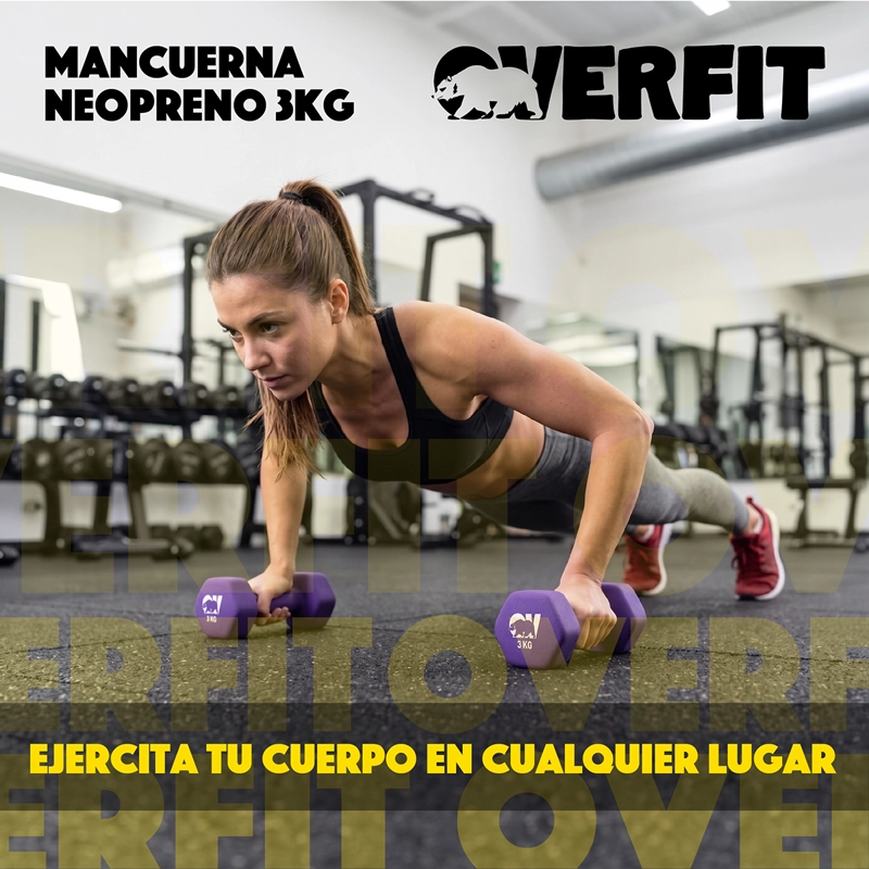 KIT X2 MANCUERNAS HEXAGONALES 3KG NEOPRENO OVERFIT - 8