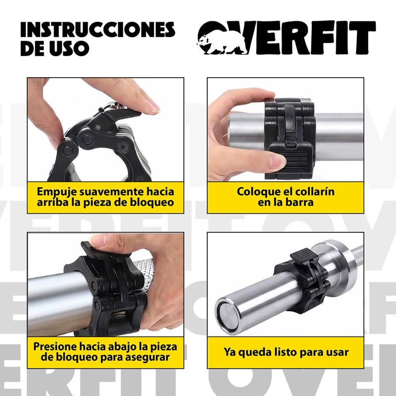 PAR DE COLLARINE PARA BARRA OLIMPICA OVERFIT COLOR NEGRO - 6