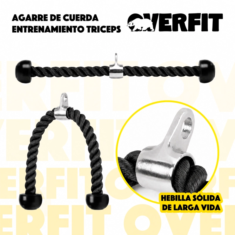 AGARRE CUERDA TRICEPS ERGONOMICO OVERFIT ENTRENAMIENTO POLEA - 2