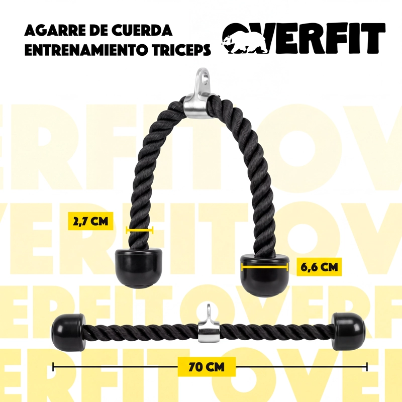 AGARRE CUERDA TRICEPS ERGONOMICO OVERFIT ENTRENAMIENTO POLEA - 3