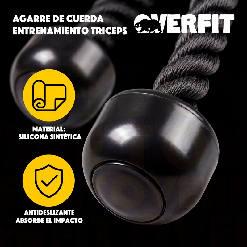 AGARRE CUERDA TRICEPS ERGONOMICO OVERFIT ENTRENAMIENTO POLEA - 4