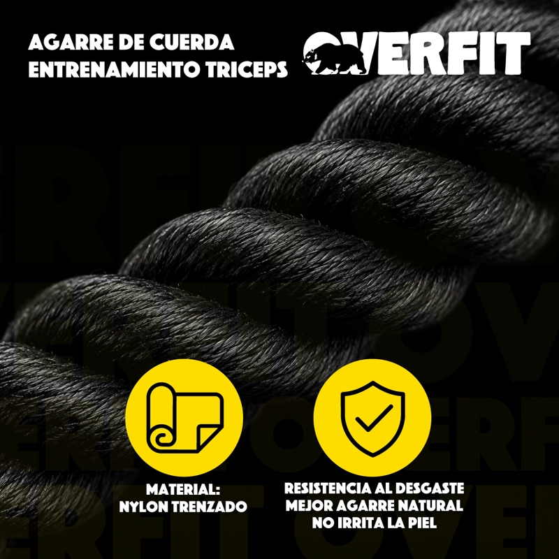 AGARRE CUERDA TRICEPS ERGONOMICO OVERFIT ENTRENAMIENTO POLEA - 5