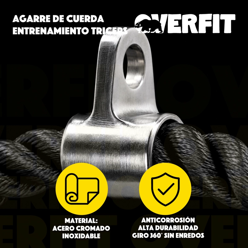 AGARRE CUERDA TRICEPS ERGONOMICO OVERFIT ENTRENAMIENTO POLEA - 6