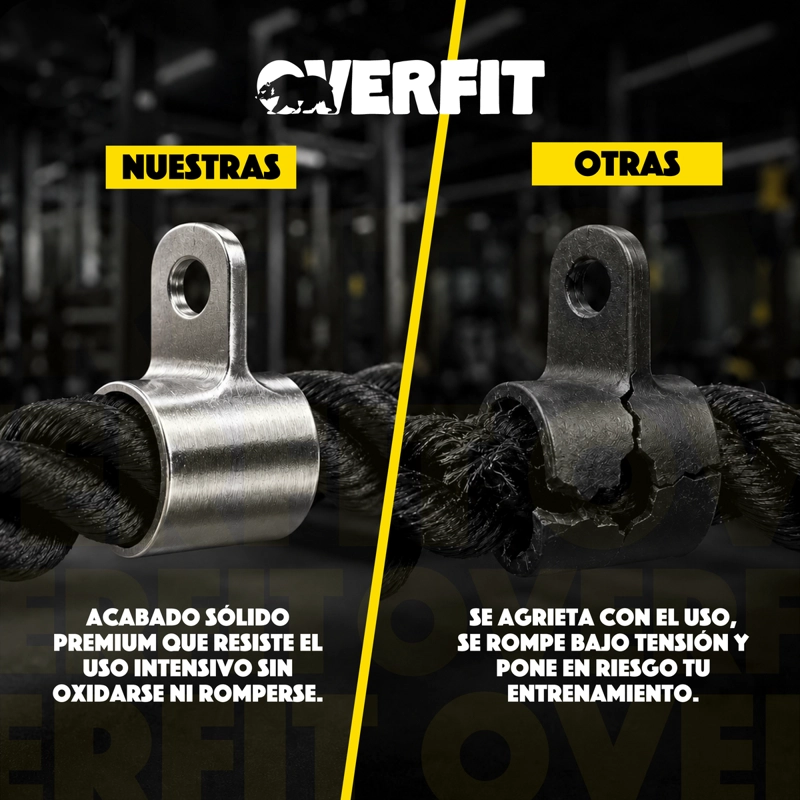 AGARRE CUERDA TRICEPS ERGONOMICO OVERFIT ENTRENAMIENTO POLEA - 7