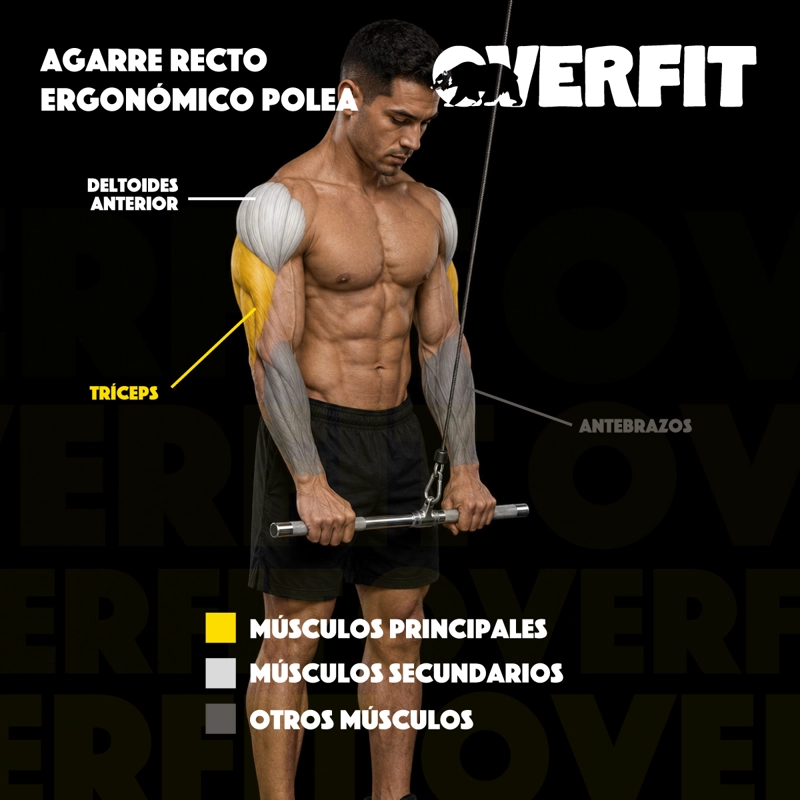 AGARRE RECTO ERGONOMICO PRO OVERFIT ENTRENAMIENTO POLEA - 5
