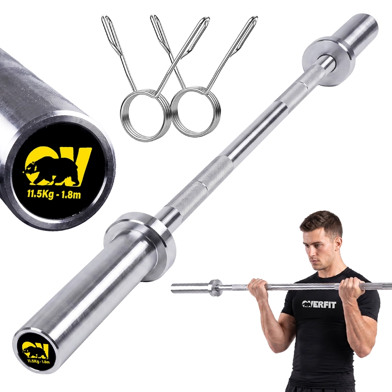 BARRA OLIMPICA FORMA RECTA 11.5KG OVERFIT DE 1.8 METROS - 1