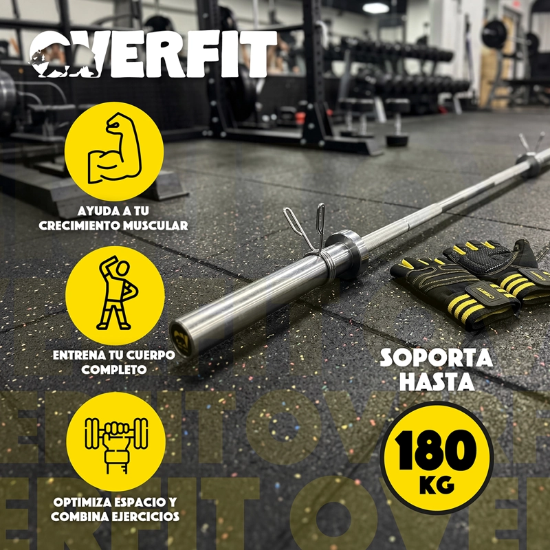 BARRA OLIMPICA FORMA RECTA 11.5KG OVERFIT DE 1.8 METROS - 6