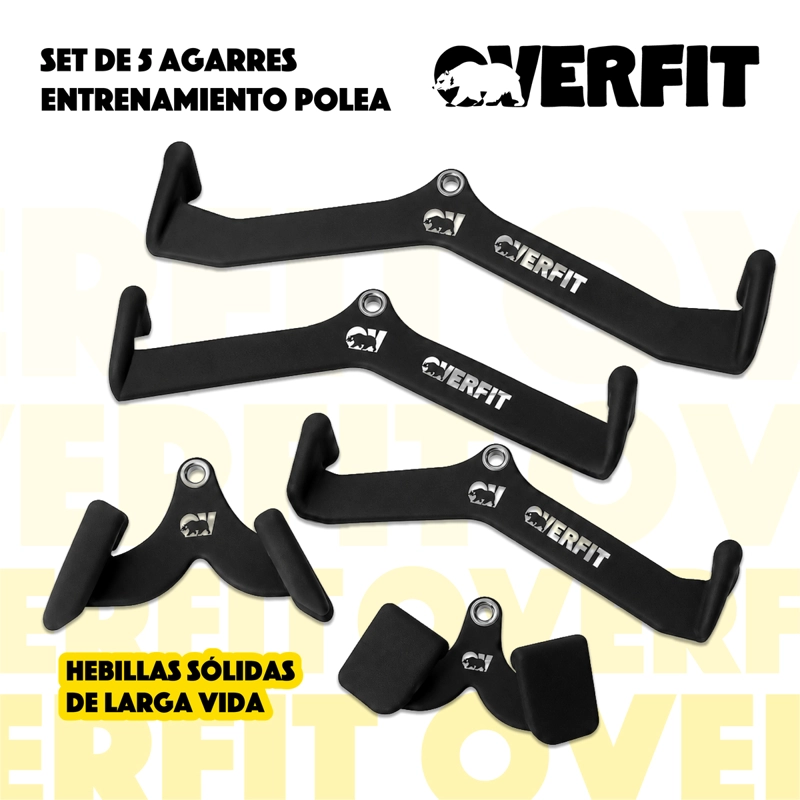 SET DE 5 AGARRES ERGONOMICOS PRO OVERFIT ENTRENAMIENTO POLEA - 2