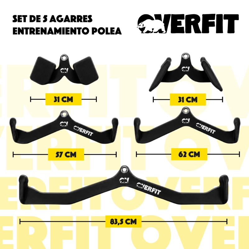 SET DE 5 AGARRES ERGONOMICOS PRO OVERFIT ENTRENAMIENTO POLEA - 3