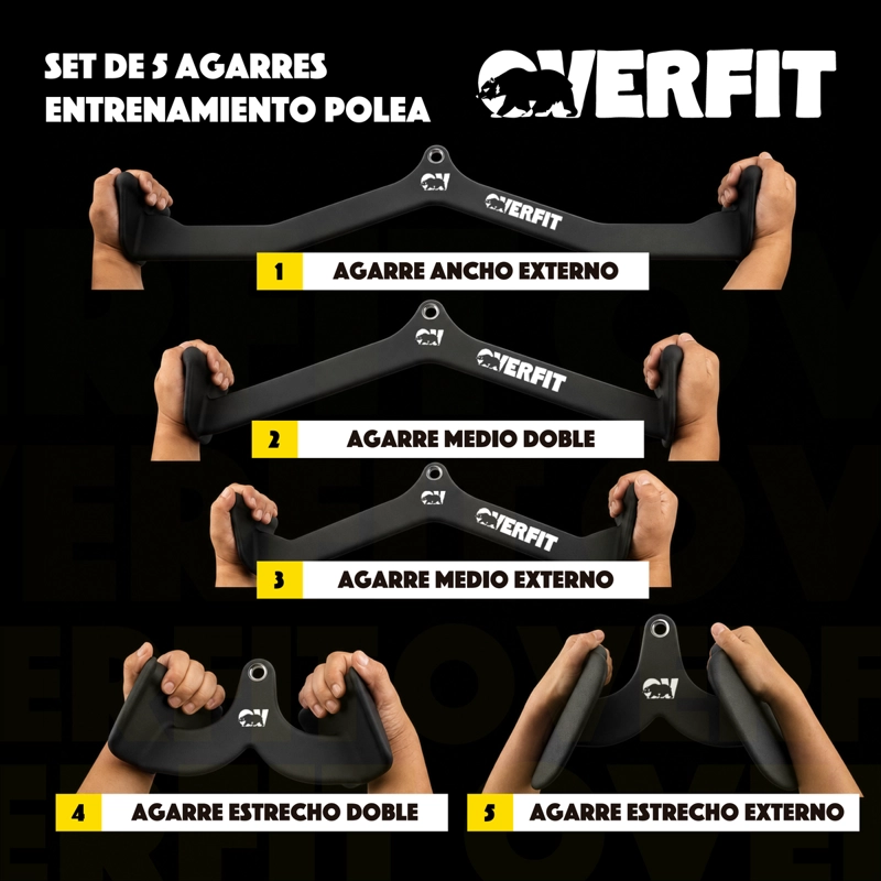 SET DE 5 AGARRES ERGONOMICOS PRO OVERFIT ENTRENAMIENTO POLEA - 4