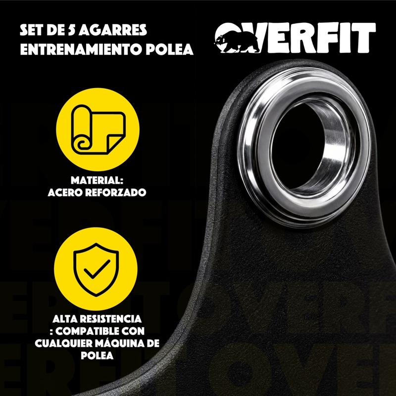 SET DE 5 AGARRES ERGONOMICOS PRO OVERFIT ENTRENAMIENTO POLEA - 6