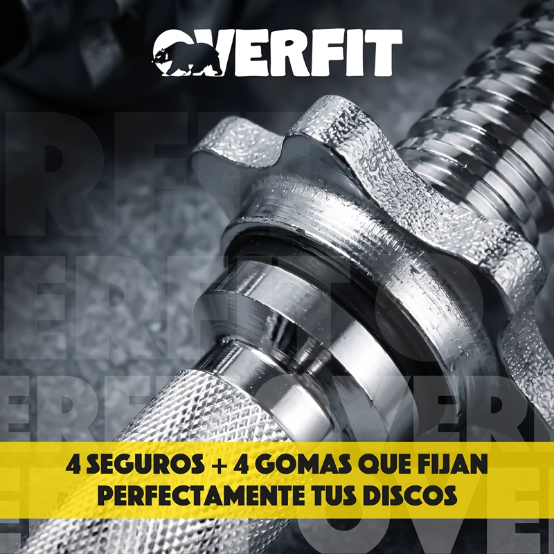 PAR DE BARRAS CROMADAS PREOLIMPICAS OVERFIT + 4 SEGUROS - 5
