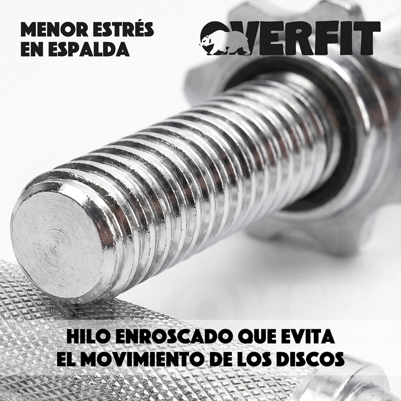 PAR DE BARRAS CROMADAS PREOLIMPICAS OVERFIT + 4 SEGUROS - 7