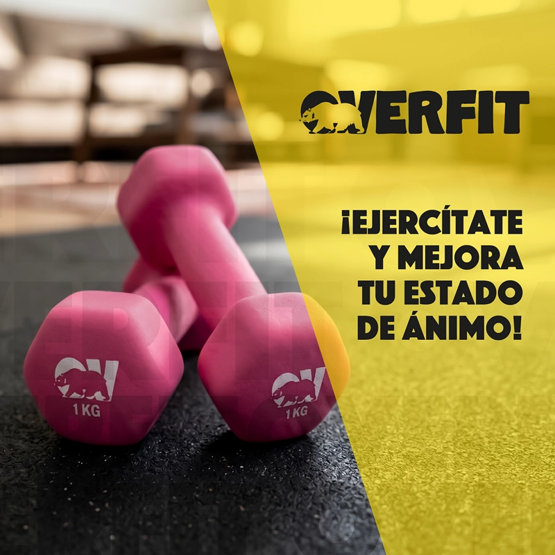 KIT X2 MANCUERNAS HEXAGONALES 1KG NEOPRENO OVERFIT - 10