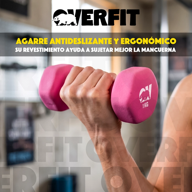 KIT X2 MANCUERNAS HEXAGONALES 1KG NEOPRENO OVERFIT - 4