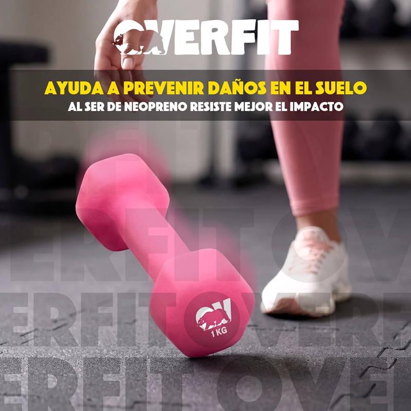 KIT X2 MANCUERNAS HEXAGONALES 1KG NEOPRENO OVERFIT - 5