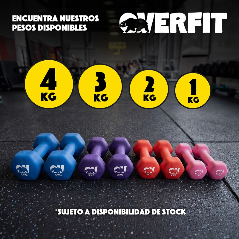 KIT X2 MANCUERNAS HEXAGONALES 1KG NEOPRENO OVERFIT - 7