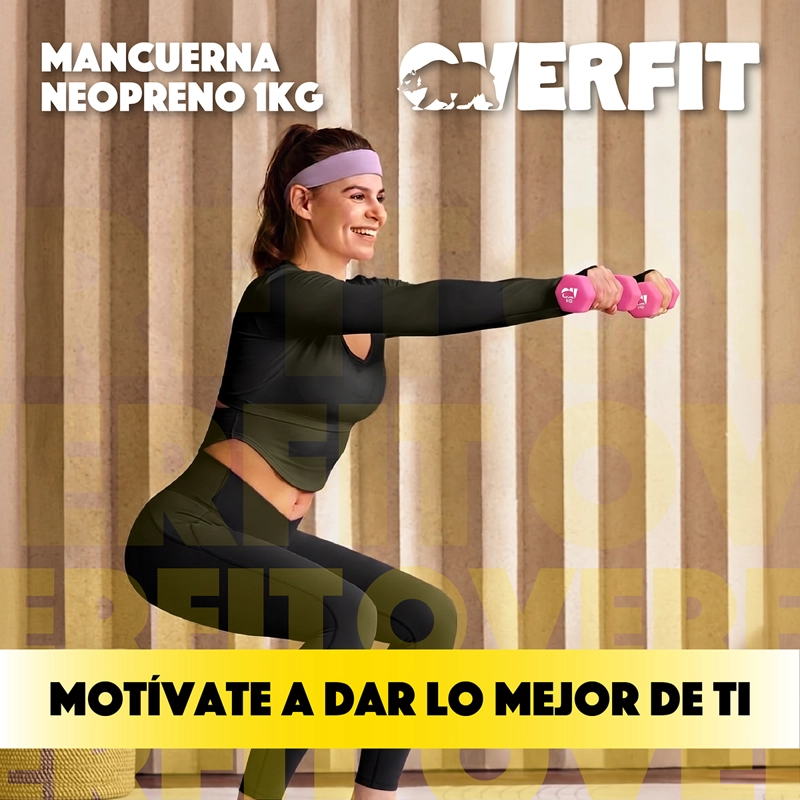 KIT X2 MANCUERNAS HEXAGONALES 1KG NEOPRENO OVERFIT - 9