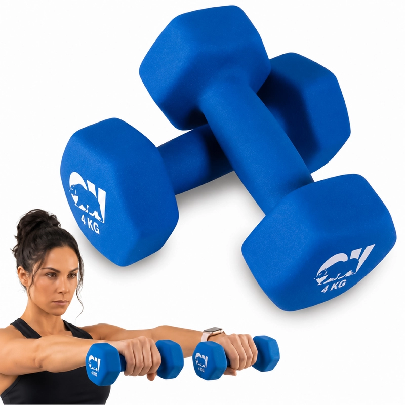 KIT X2 MANCUERNAS HEXAGONALES 4KG NEOPRENO OVERFIT - 1