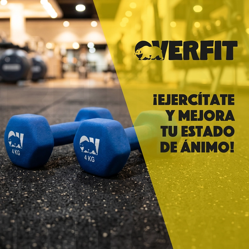 KIT X2 MANCUERNAS HEXAGONALES 4KG NEOPRENO OVERFIT - 10