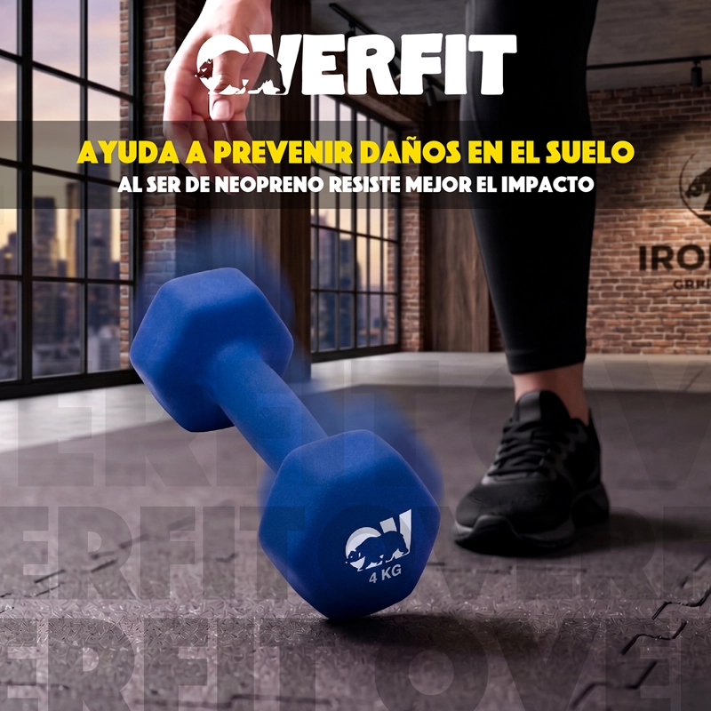 KIT X2 MANCUERNAS HEXAGONALES 4KG NEOPRENO OVERFIT - 5