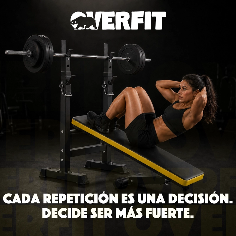BANCO GYM CON RACK PRESS BANCA PRO OVERFIT COLOR NEGRO - 10