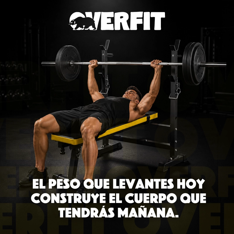 BANCO GYM CON RACK PRESS BANCA PRO OVERFIT COLOR NEGRO - 9