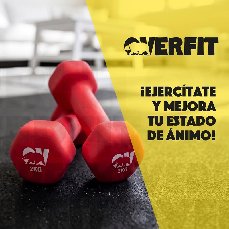 KIT X2 MANCUERNAS HEXAGONALES 2KG NEOPRENO OVERFIT - 10
