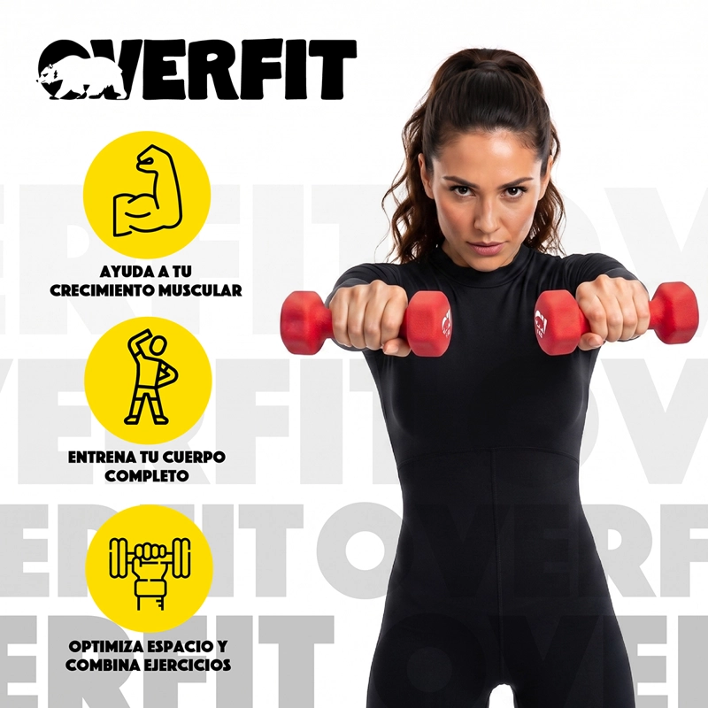 KIT X2 MANCUERNAS HEXAGONALES 2KG NEOPRENO OVERFIT - 3