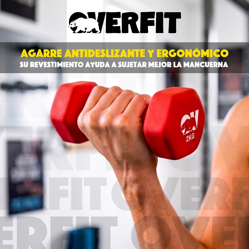 KIT X2 MANCUERNAS HEXAGONALES 2KG NEOPRENO OVERFIT - 4