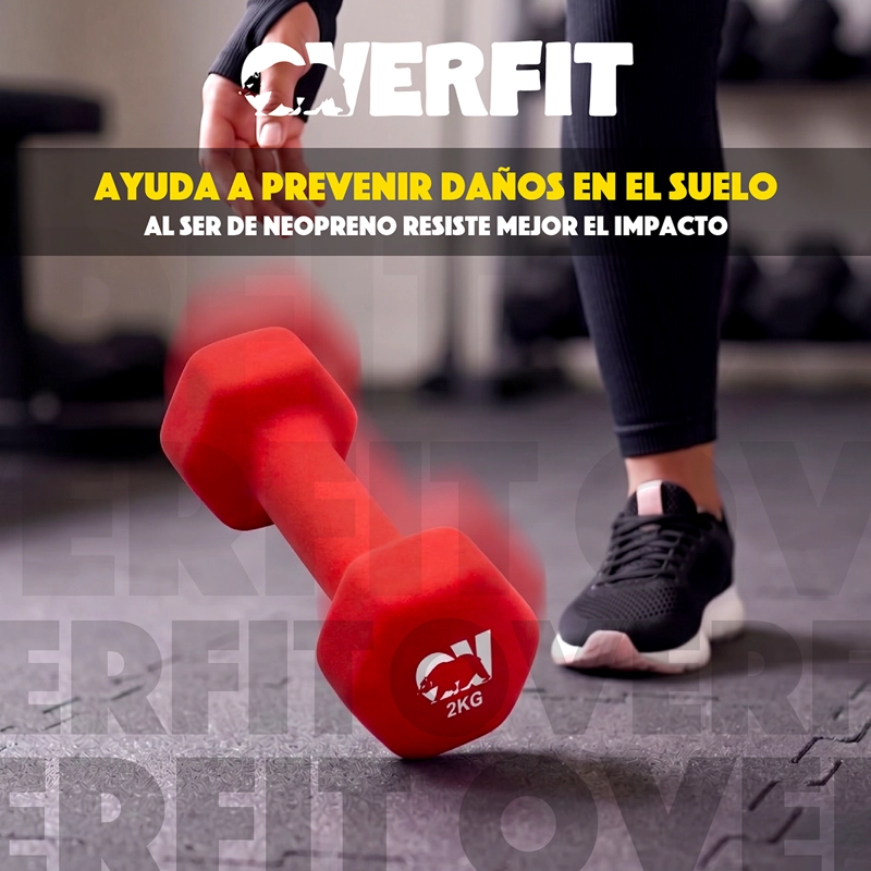 KIT X2 MANCUERNAS HEXAGONALES 2KG NEOPRENO OVERFIT - 5