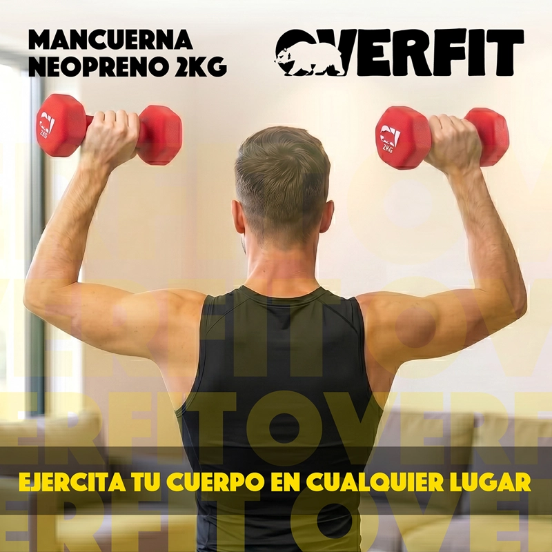 KIT X2 MANCUERNAS HEXAGONALES 2KG NEOPRENO OVERFIT - 8