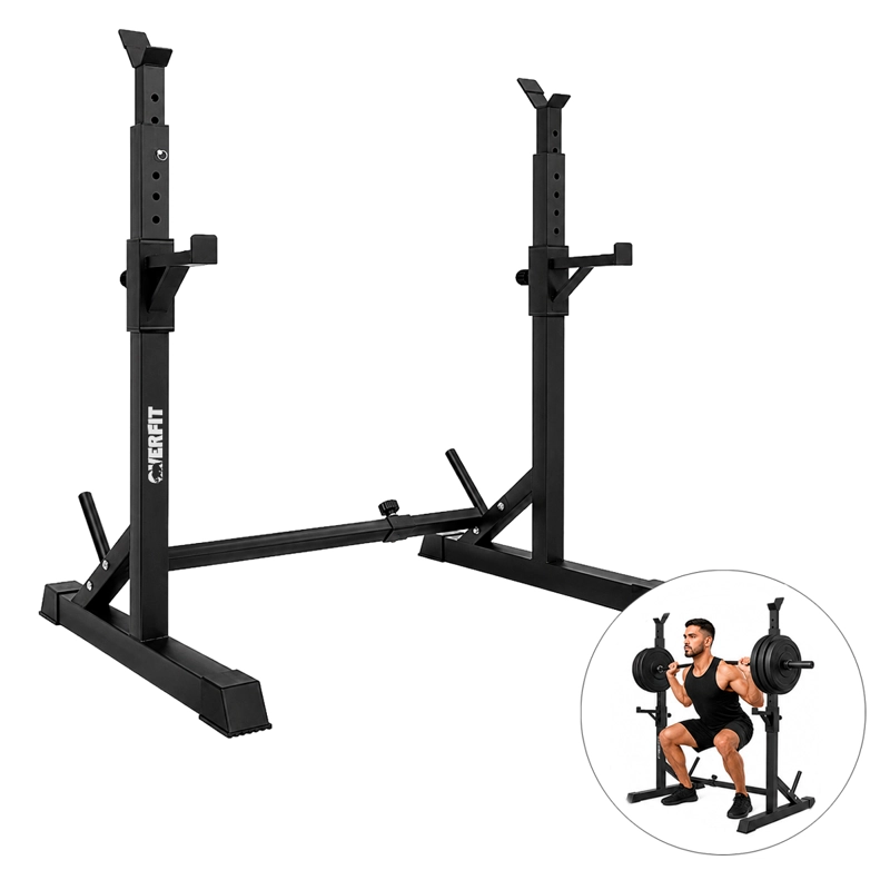 RACK SQUAT SENTADILLAS AJUSTABLE OVERFIT BARRA PRE Y OLIMPIC - 1