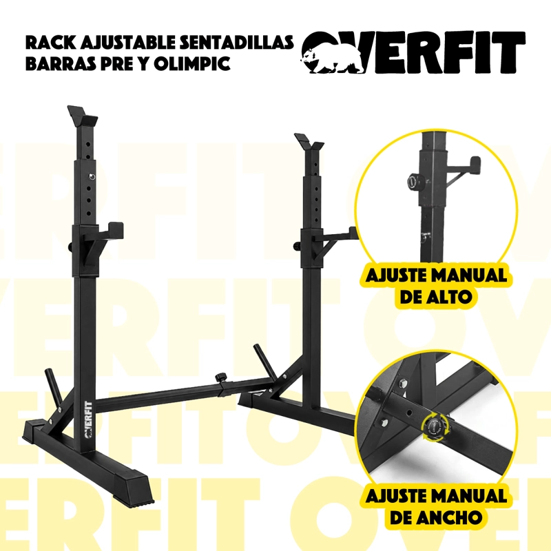 RACK SQUAT SENTADILLAS AJUSTABLE OVERFIT BARRA PRE Y OLIMPIC - 2