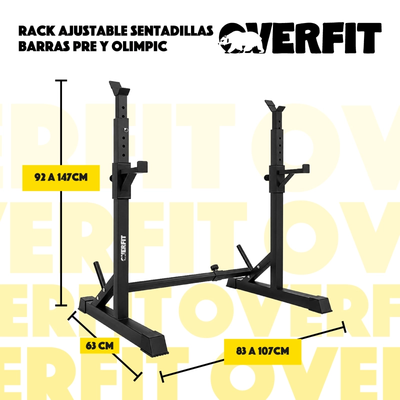 RACK SQUAT SENTADILLAS AJUSTABLE OVERFIT BARRA PRE Y OLIMPIC - 3