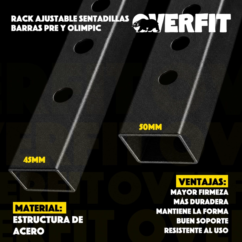RACK SQUAT SENTADILLAS AJUSTABLE OVERFIT BARRA PRE Y OLIMPIC - 4
