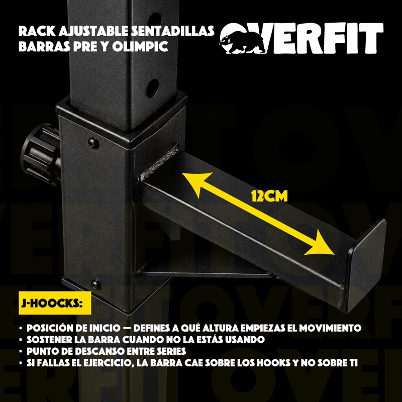 RACK SQUAT SENTADILLAS AJUSTABLE OVERFIT BARRA PRE Y OLIMPIC - 7