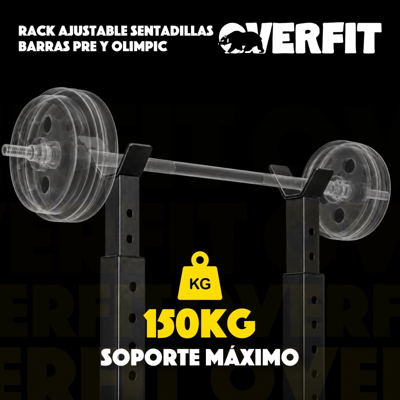 RACK SQUAT SENTADILLAS AJUSTABLE OVERFIT BARRA PRE Y OLIMPIC - 8