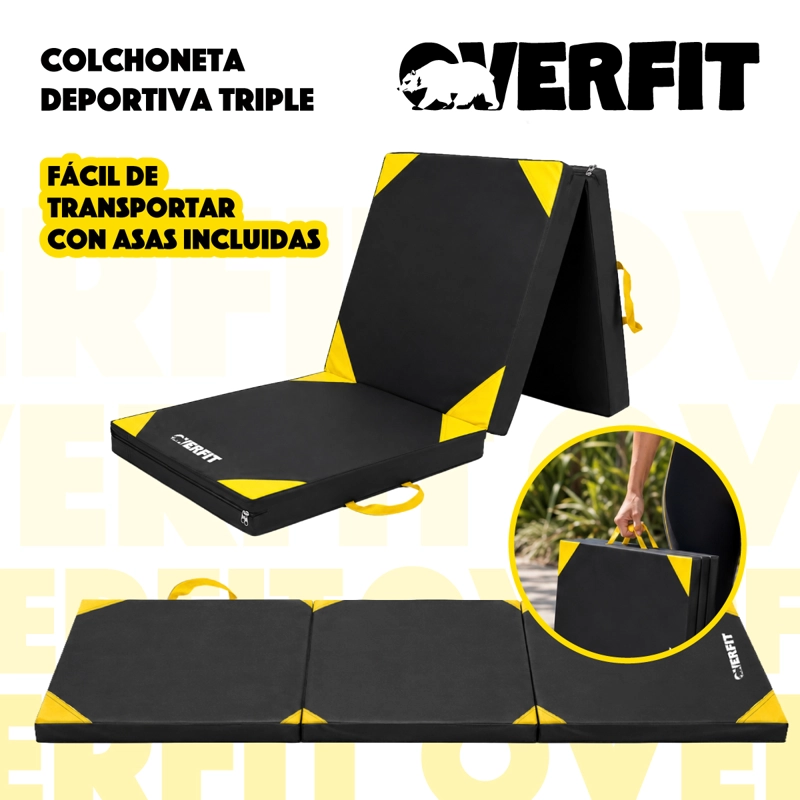 COLCHONETA DEPORTIVA TRIPLE OVERFIT EJERCICIOS PLEGABLE - 2
