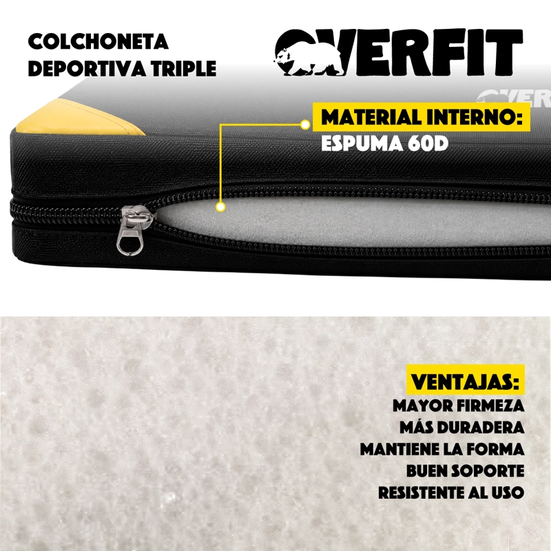 COLCHONETA DEPORTIVA TRIPLE OVERFIT EJERCICIOS PLEGABLE - 3