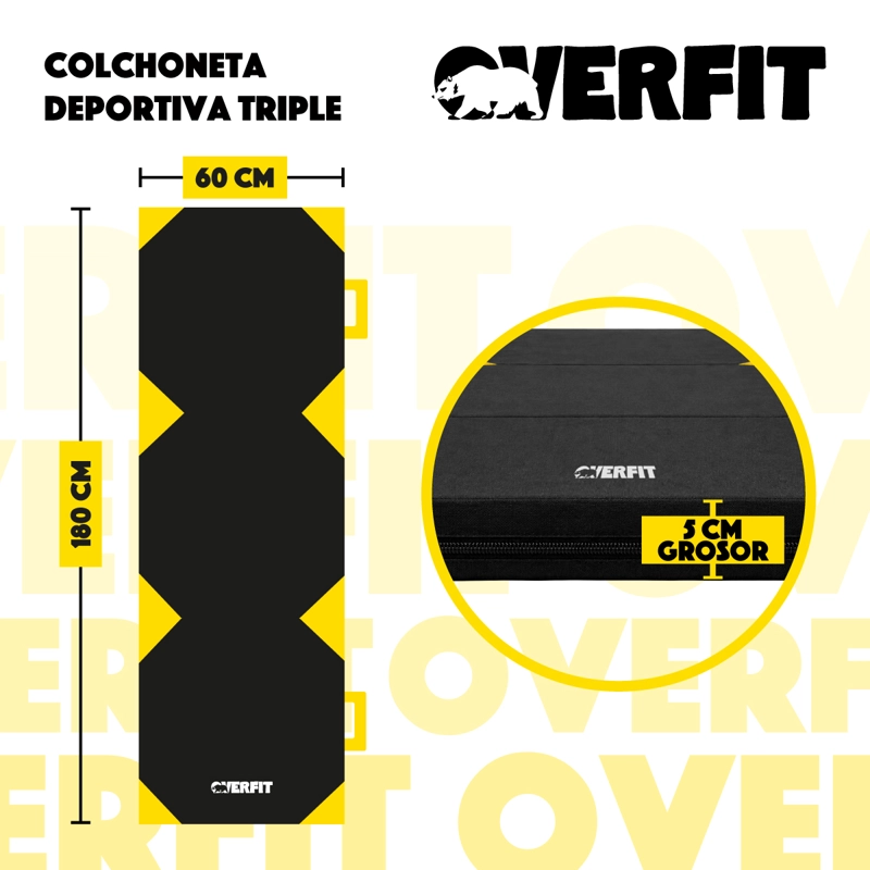 COLCHONETA DEPORTIVA TRIPLE OVERFIT EJERCICIOS PLEGABLE - 4
