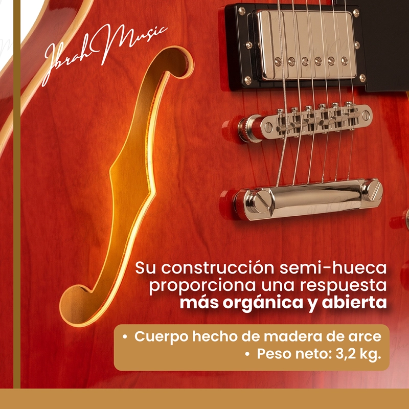 GUITARRA ELECTRICA IBRAH SEMI-HOLLOW ROJA + AMPLIFICADOR KA20W + ACCESORIOS - 7