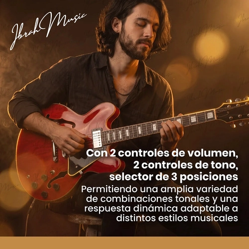 GUITARRA ELECTRICA IBRAH SEMI-HOLLOW ROJA + AMPLIFICADOR KA20W + ACCESORIOS - 9