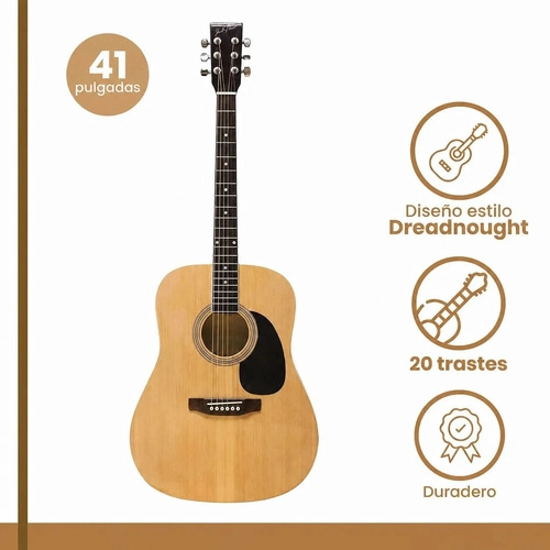 GUITARRA ACUSTICA 41 DREADNOUGHT IBRAH MUSIC CAFE  + ACCESORIOS - 3