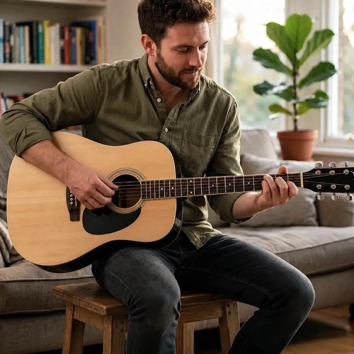 GUITARRA ACUSTICA 41 DREADNOUGHT IBRAH MUSIC CAFE  + ACCESORIOS - 6