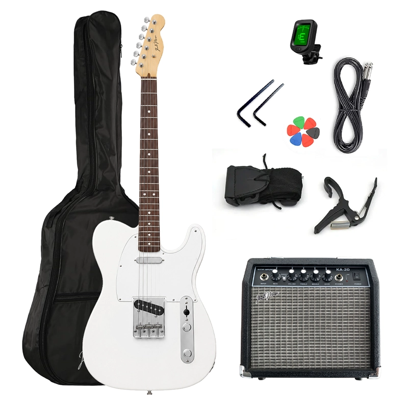 GUITARRA ELE CTRICA IBRAH TC STYLE BLANCA + AMPLIFICADOR KA20W + ACCESORIOS - 1