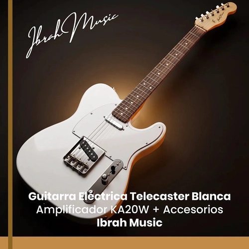GUITARRA ELE CTRICA IBRAH TC STYLE BLANCA + AMPLIFICADOR KA20W + ACCESORIOS - 2