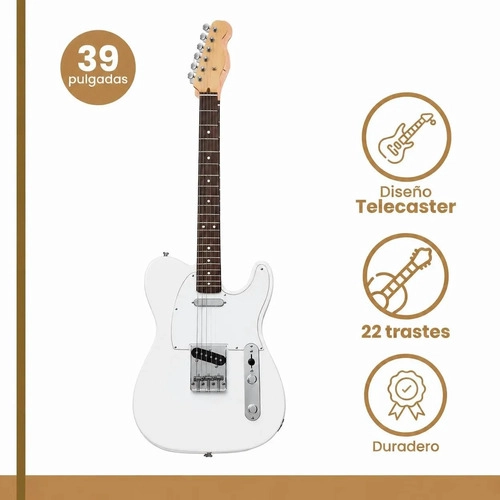 GUITARRA ELE CTRICA IBRAH TC STYLE BLANCA + AMPLIFICADOR KA20W + ACCESORIOS - 3