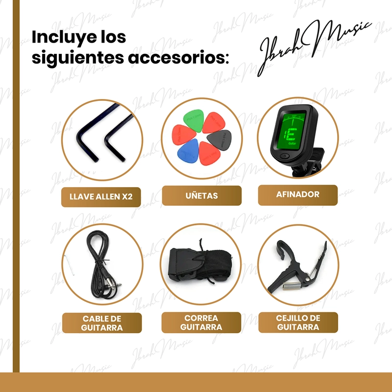GUITARRA ELE CTRICA IBRAH TC STYLE BLANCA + AMPLIFICADOR KA20W + ACCESORIOS - 4